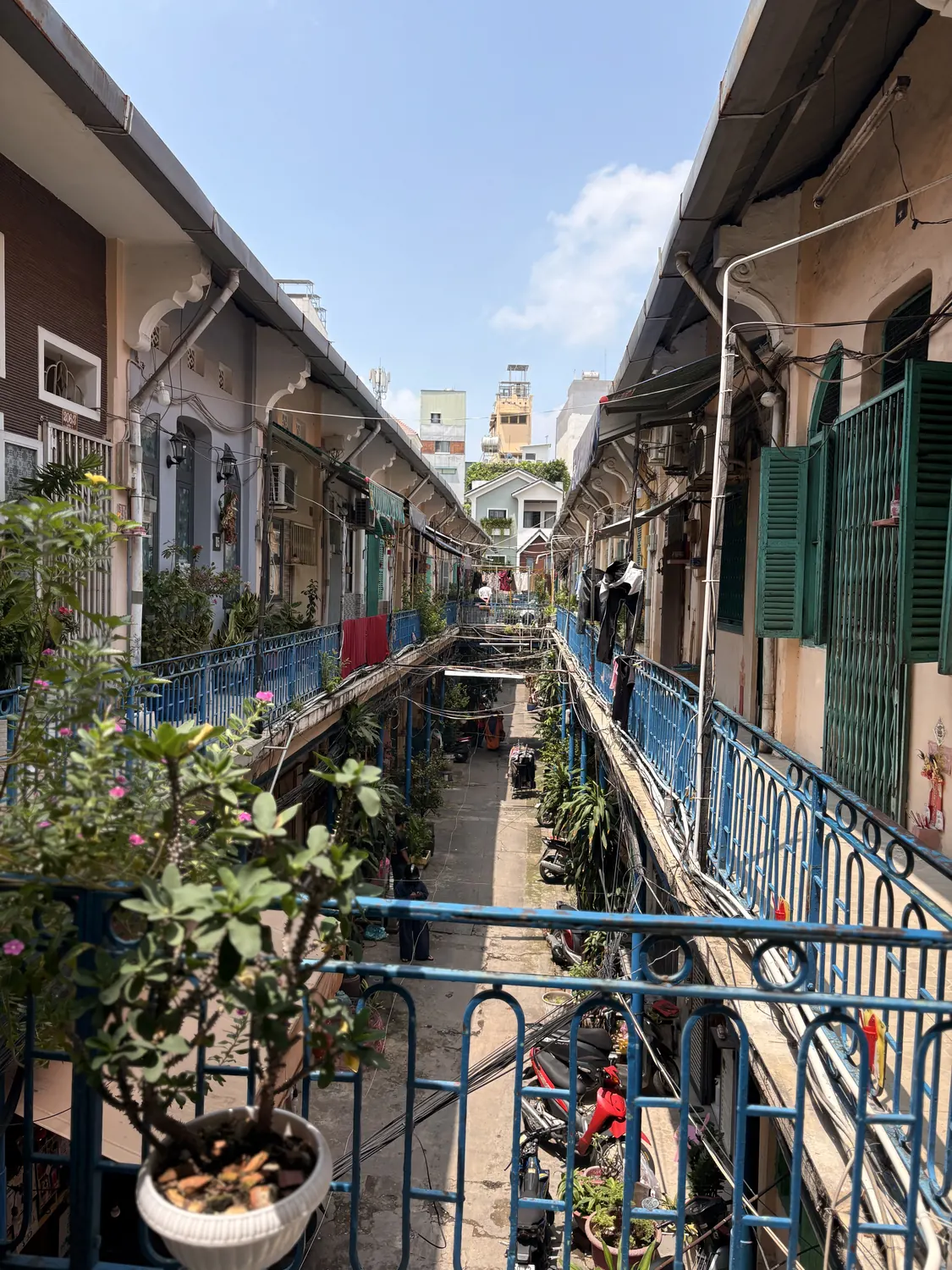Old residential lane with balconies in Chợ Lớn